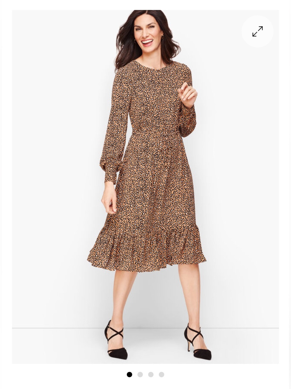 Talbots SOFT LEOPARD PRINT FIT & FLARE DRESS Size 12P Nwot
